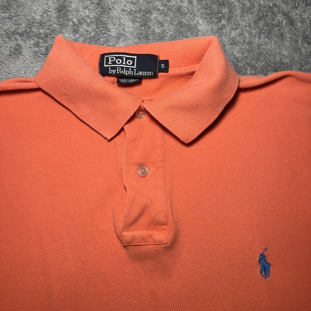 Vintage Polo By Ralph Lauren Men's SZ S Orange Short Sleeve Blue Pony Shirt